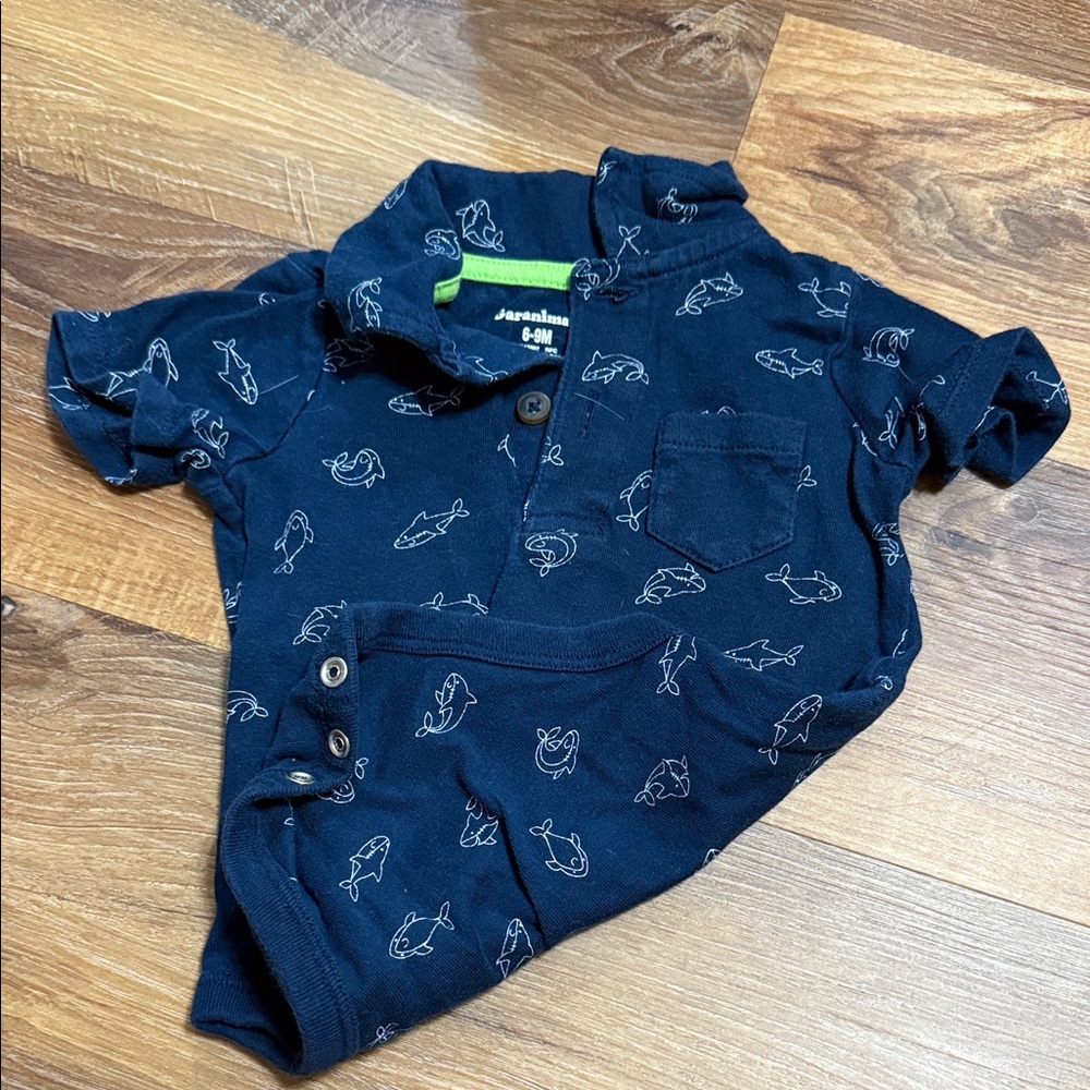 Garanimals Navy Blue Shirt with Fish Pattern